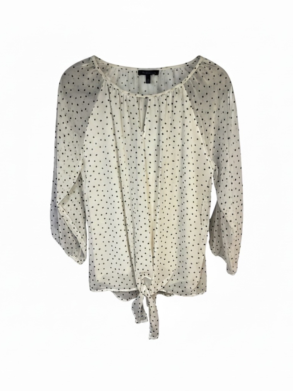 Women's West K White Polka Dot Elorna Tie-Front Blouse